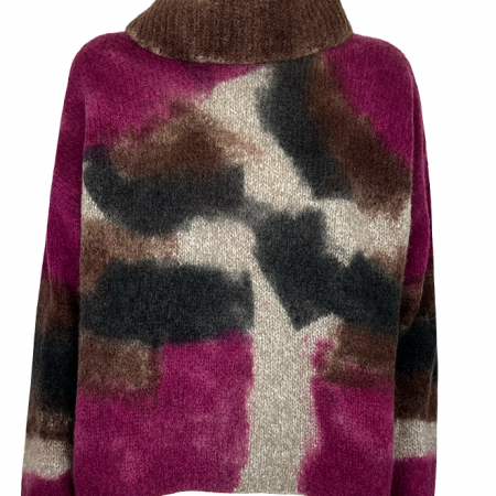 Cashmere Rollkragenpullover in bunt, Vorderansicht Damen