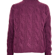 Cashmere Rollkragenpullover in Burgund mit Zopfmuster