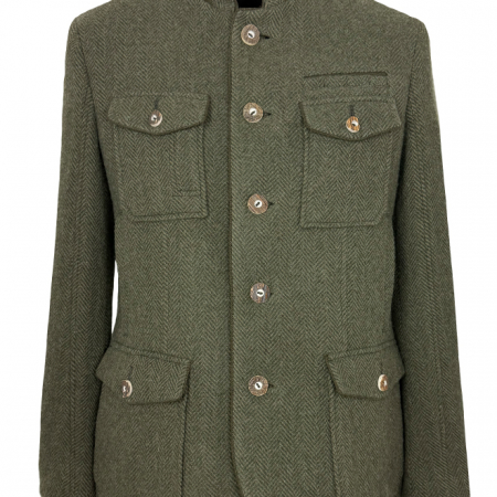 Jacke Adrian in Moosgrün in Fischgrat, Vorderansicht Herren