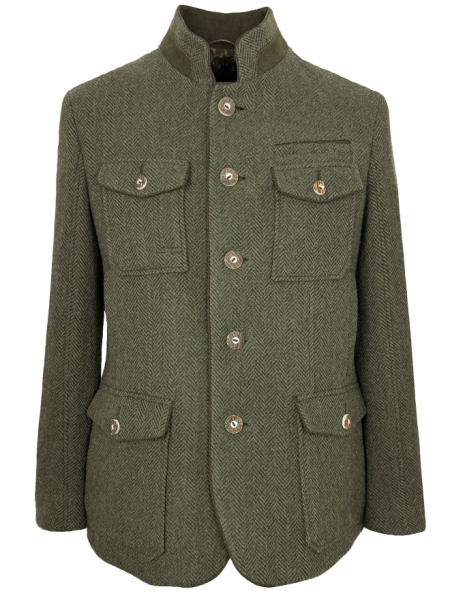 Jacke Adrian in Moosgrün in Fischgrat, Vorderansicht Herren