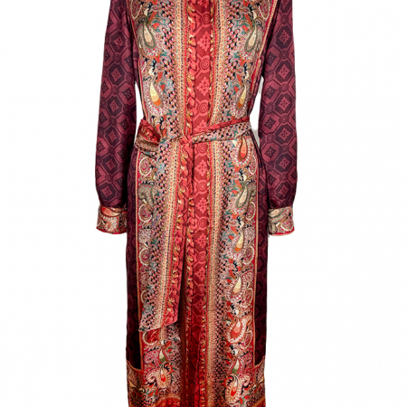 Seidenkleid Paisley in burgundy, Vorderansicht Damen