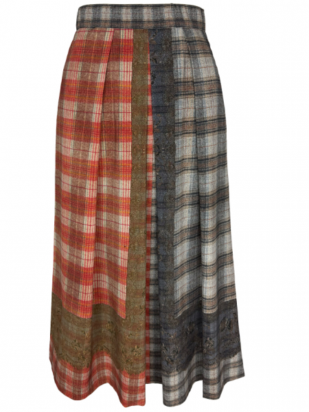 Plisseerock DYLAN Schurwolle Patchwork Damenmode Stillaufnahme Vorderansicht