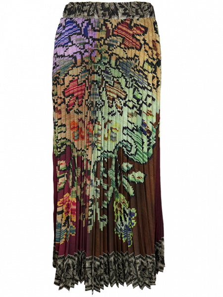 Plisseerock CETO Kaleidoskop-Dessin Damenmode Stillaufnahme Vorderseite