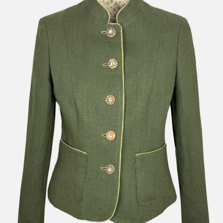 Habsburg Blazer Lainburg aus Leinen in oliv mit taillierter Silhouette