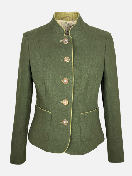 Habsburg Blazer Lainburg aus Leinen in oliv mit taillierter Silhouette