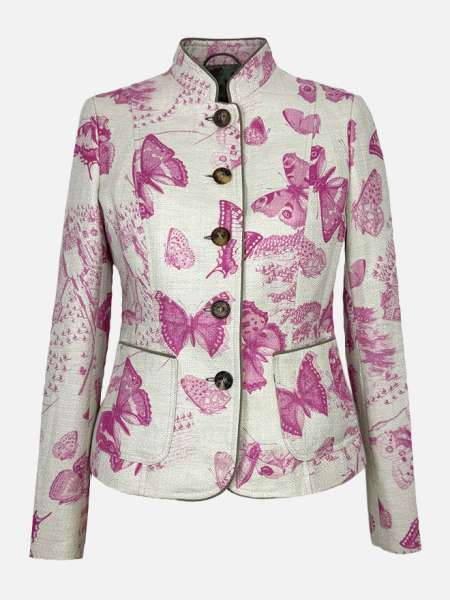 Habsburg Blazer Lainburg mit Schmetterlingsdruck aus Baumwoll-Leinen-Canvas in Sand