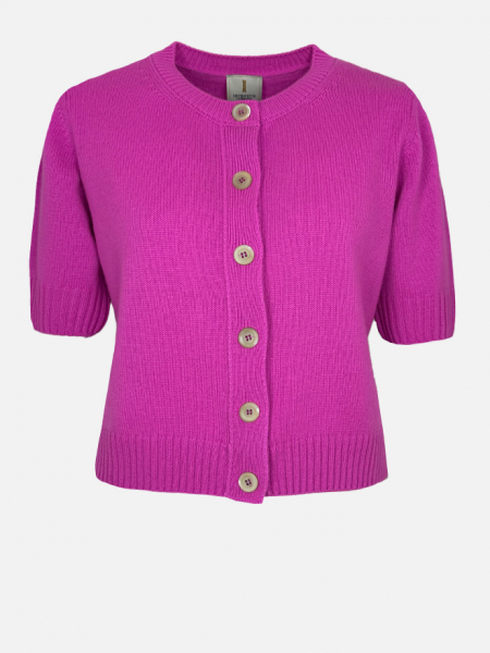 Incentive Cashmere-Strickjacke Kurzarm in Pink aus feinem Cashmere