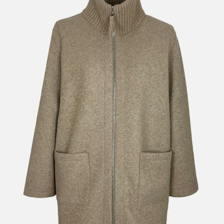 Lunaria Cashmere Strickjacke Damen Sand mit Reißverschluss