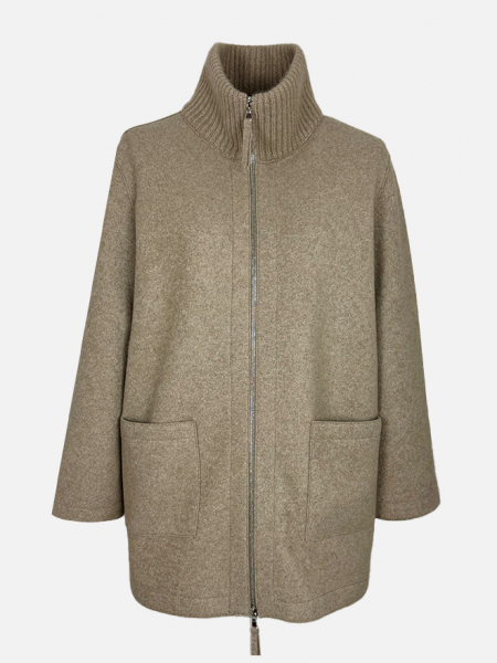 Lunaria Cashmere Strickjacke Damen Sand mit Reißverschluss