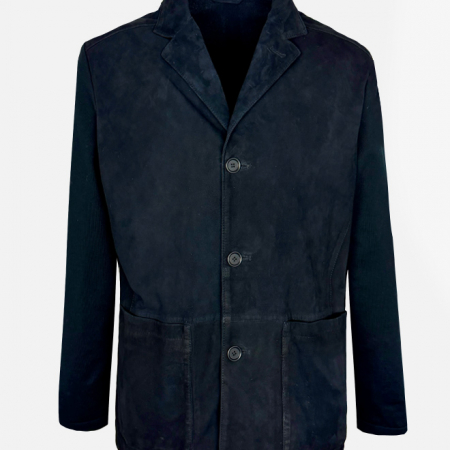 Gimo's - GMS75 Ledersakko dunkelblau Ziegenvelours Herren Vorderansicht