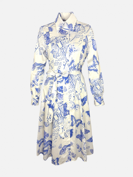 Habsburg Kleid Trattenegg mit Schmetterlingsdruck Baumwolle Damen Vorderansicht