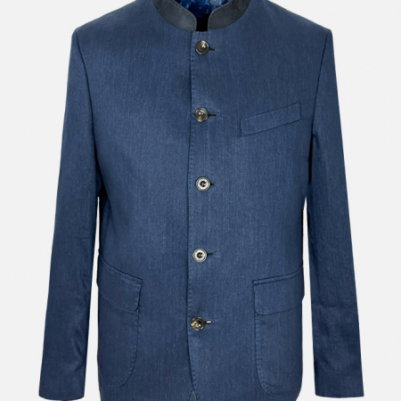 Habsburg Sakko Wendelin blau Herren Leinen Baumwolle Vorderansicht