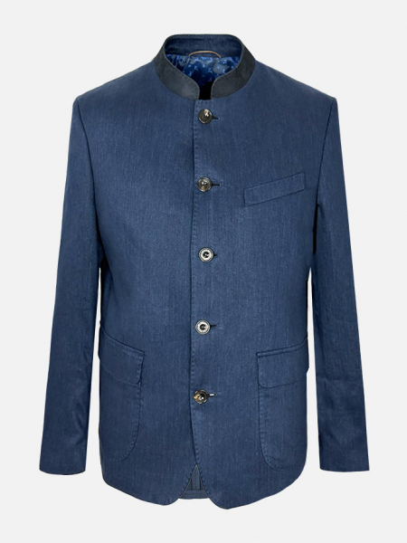 Habsburg Sakko Wendelin blau Herren Leinen Baumwolle Vorderansicht