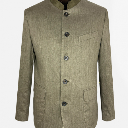 Habsburg Sakko Wendelin oliv Herren Leinen Baumwolle Vorderansicht
