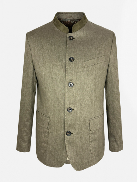 Habsburg Sakko Wendelin oliv Herren Leinen Baumwolle Vorderansicht