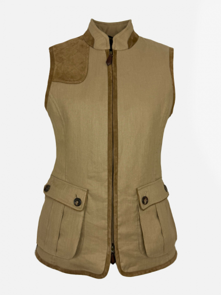 Habsburg Weste Falkenstein beige Damen Leinen Vorderansicht