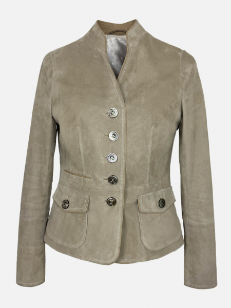 Habsburg Lederjacke Ehrenheim aus Lammvelours in sand mit taillierter Silhouette