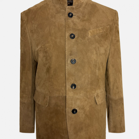 Habsburg Veloursleder Sakko Vincent in Cognac mit Stehkragen