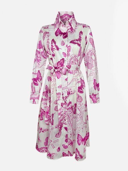 Habsburg Kleid Trattenegg mit Schmetterlingsdruck rose Baumwolle Damen Vorderansicht