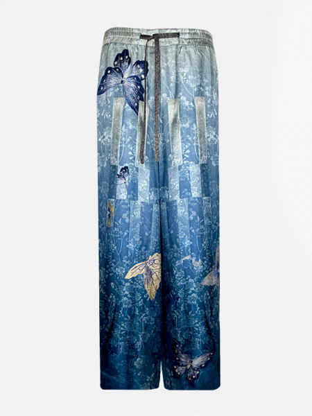 Pierre-Louis Mascia Seidenhose blau Palazzo Damen Vorderansicht
