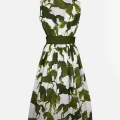 Sara Roka Kleid Zalla weiß grün Horse Print Damen Rückenansicht
