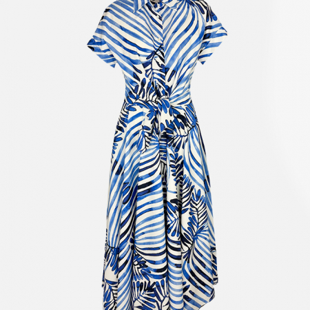 Sara Roka Kleid Drareen blau weiß Damen Vorderansicht