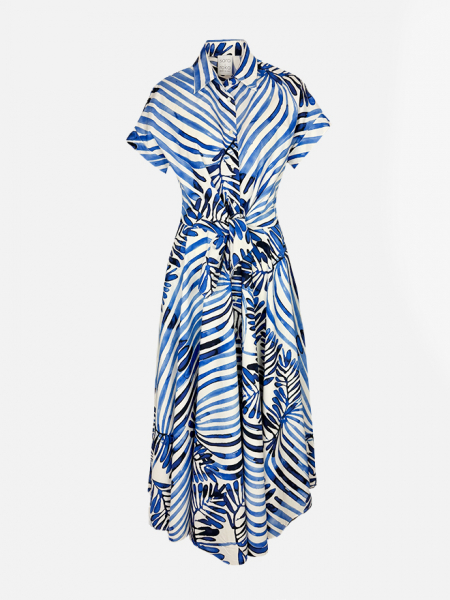 Sara Roka Kleid Drareen blau weiß Damen Vorderansicht