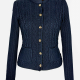 Habsburg Strickjacke Donna in Dunkelblau aus Baumwoll-Cashmere mit Zopfmuster und femininer Silhouette Vorderansicht