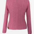 Habsburg Strickjacke Donna in Pink aus Baumwoll-Cashmere mit Zopfmuster und femininer Silhouette Rückenansicht