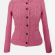 Habsburg Strickjacke Donna in Pink aus Baumwoll-Cashmere mit Zopfmuster und femininer Silhouette Vorderansicht