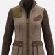 Habsburg Jacke Cleo Braun Taupe-Vorderansicht der taillierten Hybrid-Jacke mit Strickärmeln