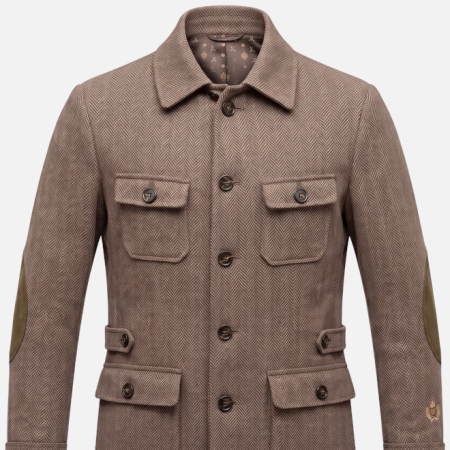 Habsburg Herrenjacke Feistritz in braun beige aus Fischgrat-Wollgewebe- Vorderansicht